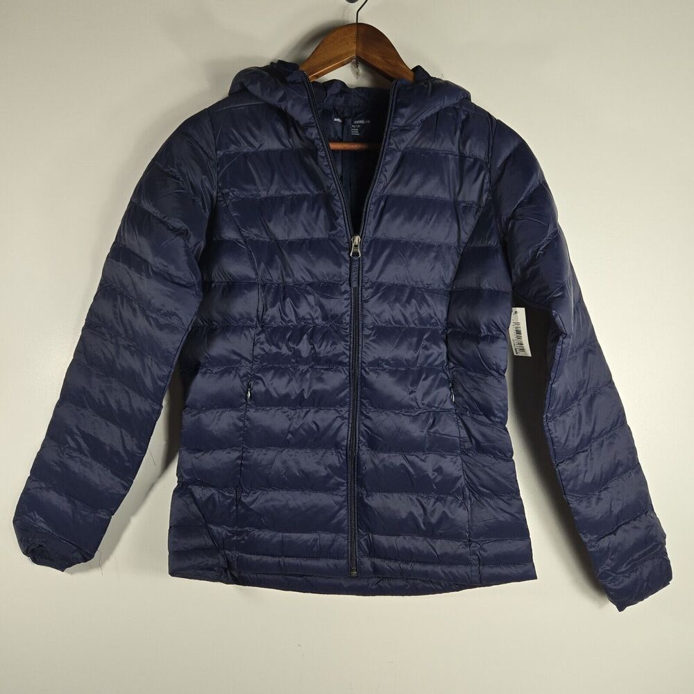 Amazon Essentials Women's Large Navy Blue Lightweight Puffer Jacket Hooded NWT